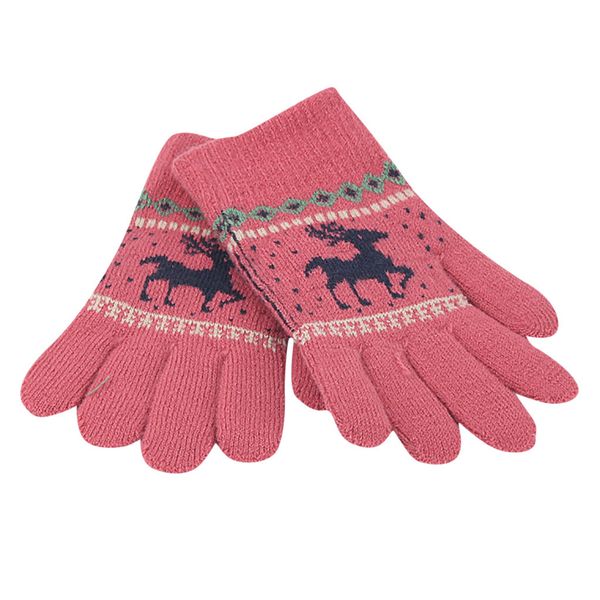 

children cashmere christmas deer acquard weave warm gloves, Blue;gray