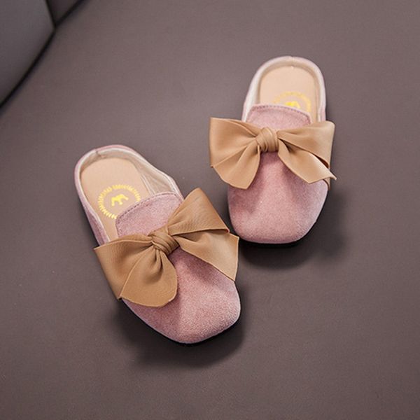 

spring summer slides girls bow slippers pu leather shoes kids autumn fashion outdoor slippers 2020 design sandals, Black;red