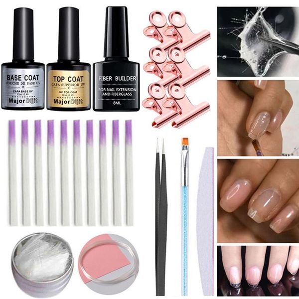 

fiber builder gel fiberglass base coat tweezers nail file uv pen clamps sets
