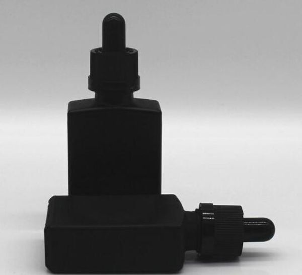 Bottiglie di contagocce per reagenti liquidi in vetro smerigliato nero da 30 ml Flacone di profumo di olio essenziale quadrato Bottiglie di olio di fumo e liquido