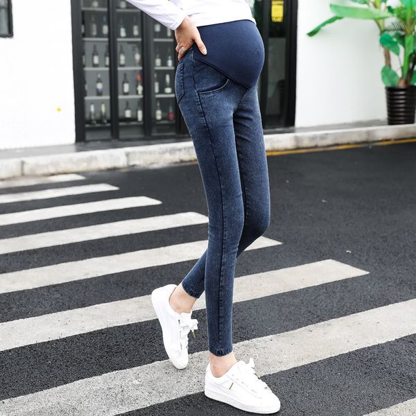 

autumn pregnant jeans maternity clothing jeans black pants for pregnant women clothes nursing trousers denim womens, White