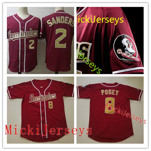 

mens florida state seminoles deion sanders baseball jersey ncaa college #8 buster posey #2 deion sanders florida state seminoles jersey s-3x, Black