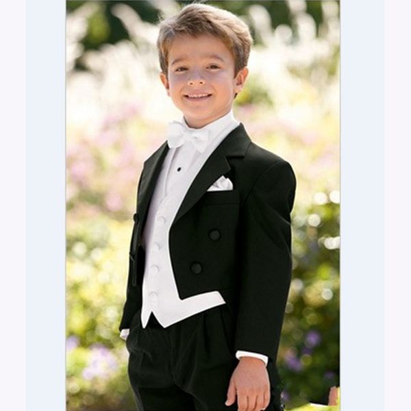 

new 3 pieces flower boy dress tuxedos notch lapel children suit black kid wedding prom suits for boys (jacket+vest+pants, White;black