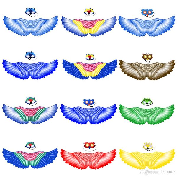 

12 style new macaw and owl costumes bird wings superhero cape mask cosplay cape party favors halloween christmas birthday gifts, Black;red