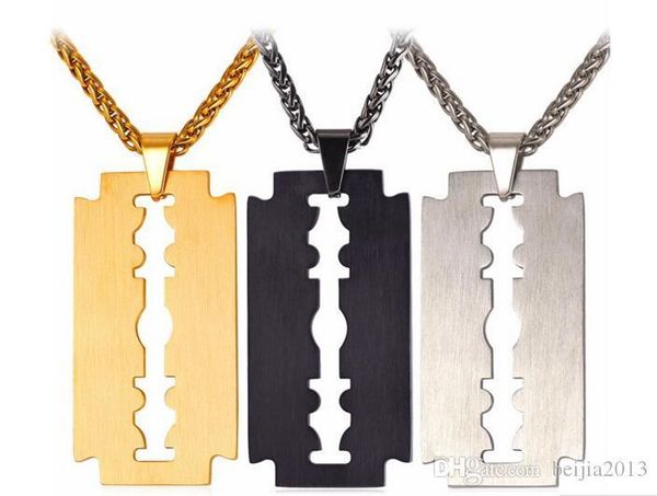 

день подарки для мужчин оптовой продажи ювелирных изделий p559 новых модных лезвия бритвы ожерелье мужчин 18k реального золота платины покры, Silver