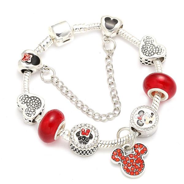 

baopon cartoon charm bracelet murano glass charm with beacelets & bangles for women girls gift, Golden;silver
