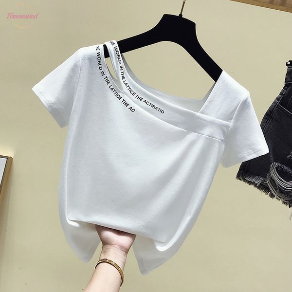 

summer cotton short sleeve t shirt women tshirt korean style t shirt women clothes slim chic tee shirt femme 2020, White