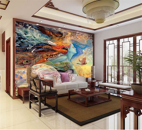 

Пользовательские Любой Размер 3D обои Абстрактные красоты девушки Картина маслом