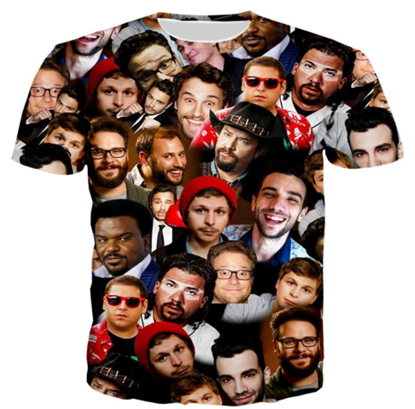 

новейшая мода смешные мужчины женщины многоликий майкл скотт папарацци / сет роген / стив карелл / will ferrell 3d футболка футболки топы s, White;black