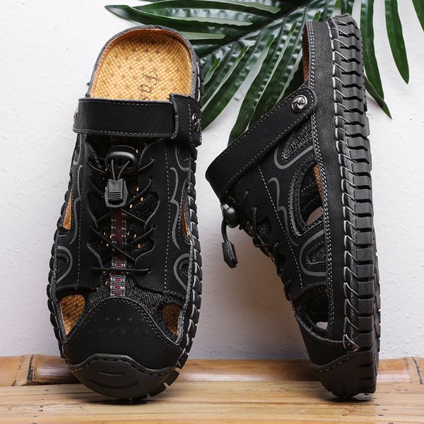 

quality new summer fashion men's sandals breathable men shoes beach sandals man outdoor casual shoes roman slippers size 39-48, Black