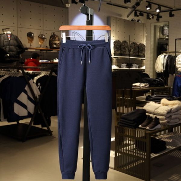 

boys sports sweat pants mens winter plus velvet thick casual pants teen trousers trend small feet beam pants 2020 winter, Black