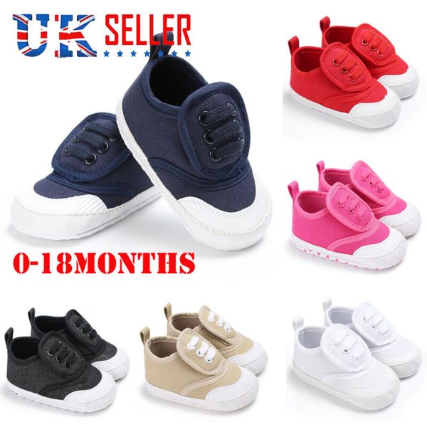 

newborn baby boy girl pram shoes infant sneakers toddler prewalker trainers 0-18 m, Black