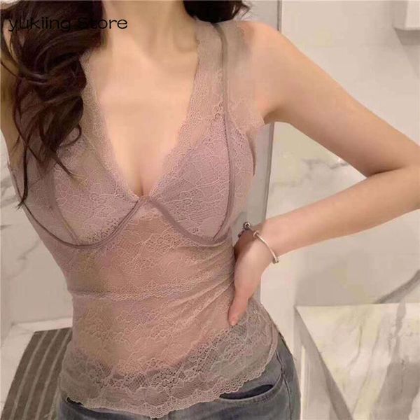 

fashion women v-neck casual sleeveless lace vest solid slim intimates with chest pad without steel ring underwear women, Black;white