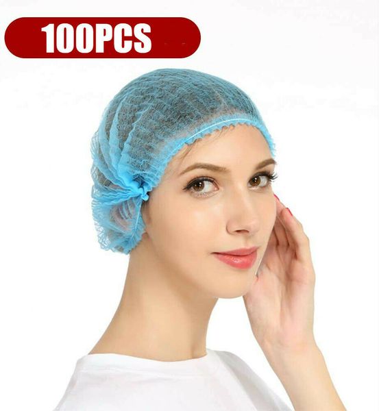 

бесплатная доставка! 100шт одноразовый волос чистая bouffant cap non woven stretch пылезащитный колпачок крышка головки 002