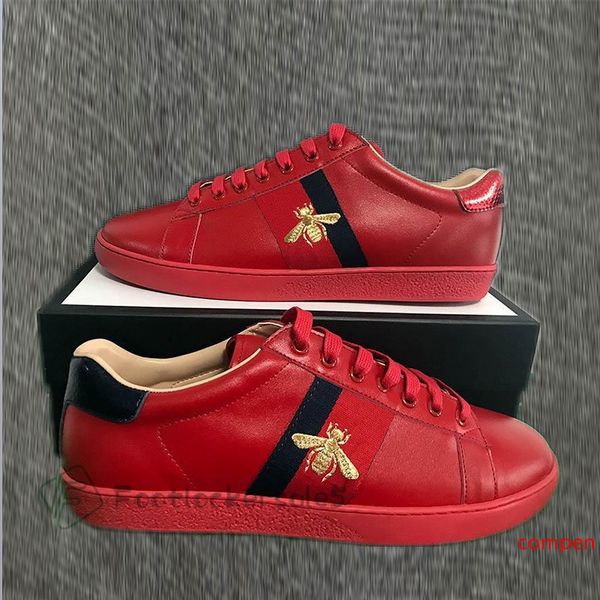 

luxury shoes for men women vintage ace sneakers triple black white red leather casual shoes flat bottom skate sports trainers shoes 2020