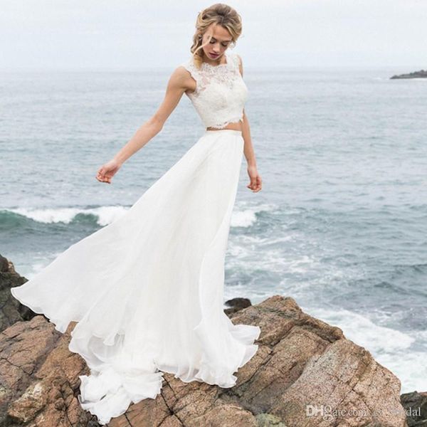 simple two piece wedding dress