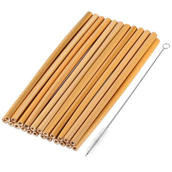 

12 pcs bamboo straw reusable straw 20cm organic bamboo drinking straws natural wood straws for party birthday wedding bar tool