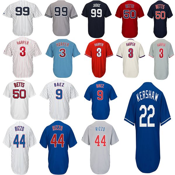 

3 bryce harper 50 mookie bett jer ey 99 aaron judge 44 anthony rizzo 9 javier baez 22 clayton ker haw ba eball jer ey