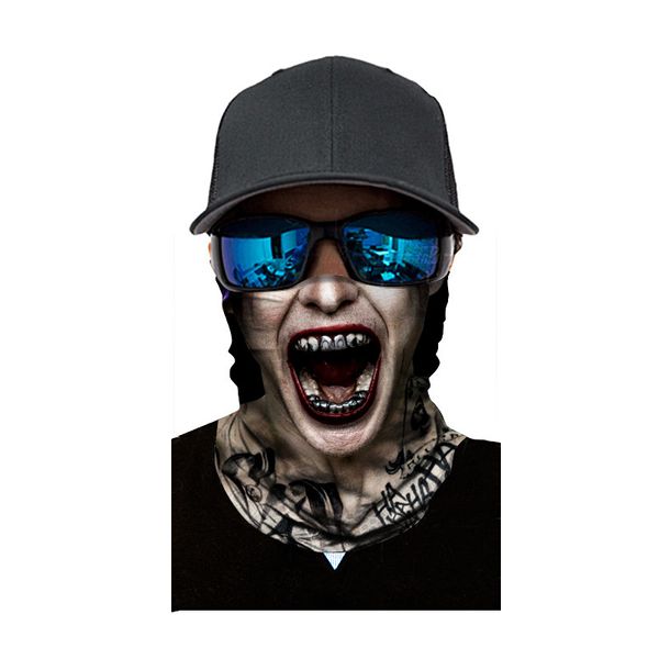 

3d digital cross border printing polyester scarf clown cycling sunblock versatile seamless headband mask neck gaiter mask, Blue;gray