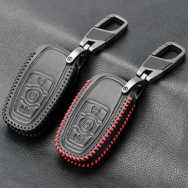 

fashion men genuine leather car key fob cover for great wall haval h6 2015 c50 hoist case key wallet chain protect shell
