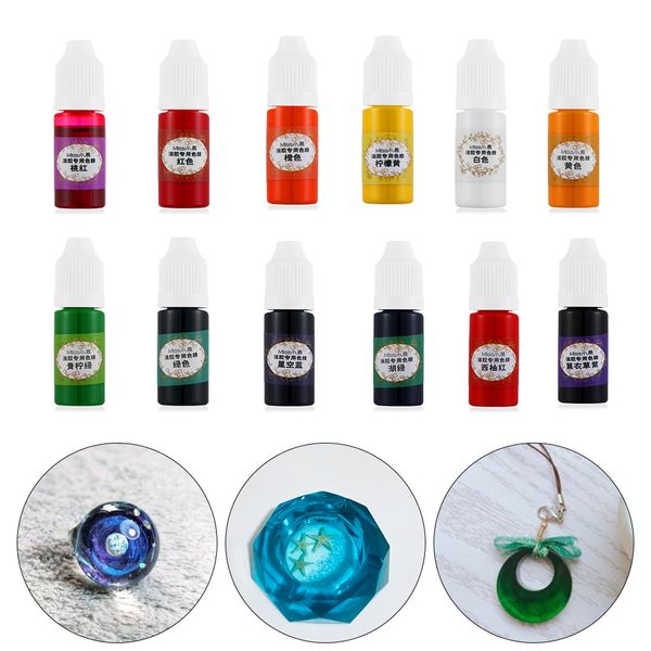 

10 ml liquid resin pigment dye uv resin crystal epoxy diy making jewelry crafts accessories 24 colors drop shipping
