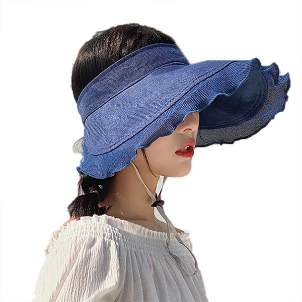 

sun outdoor sports women's female female sun-proof big brim uv-proof beach hat outdoor sports sun hat, Blue;gray