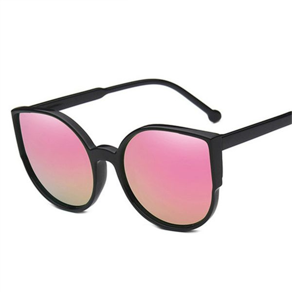 

cat eye sunglasses women coating reflective mirror sun glasses ladies plastic vintage uv400 goggles 2018, White;black