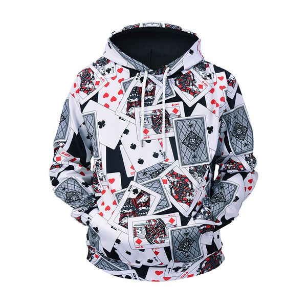 

3d print playing cards hoodies men/women casual hipster sweatshirts streetwear boys/girls clothes oversized harajuku, Black
