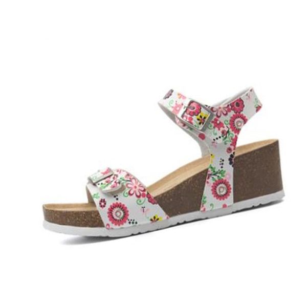 

fashion women cork sandals 2020 new summer beach wedge trifle buckle strap black white platform outside sandal shoe size 35-40