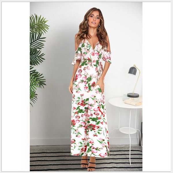 681 Macacões femininos, vestidos casuais, macacão saia vestido floral com vestidos sem mangas Nuevo Estilo Vestido Para Chicas Mujeres Wt19