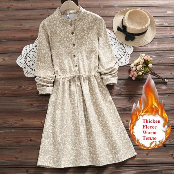 

preppy style gorgeous women winter warm dress stand collar floral chic lace up vestidos mujer long sleeve elegant kawaii dress, Black;gray