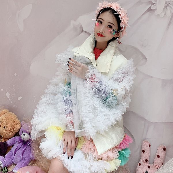 

2019 new winter new mesh wavy sleeves bat sleeves sequins loose cotton padded vest women fashion winter vest, Black;white