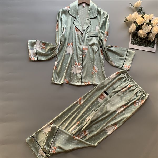 

spring long sleeve night suits women sweet secret print cute pajamas set comfortable rayon sleepwear two piece women, Black;red