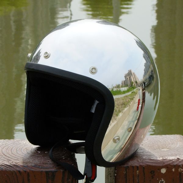 

горячая распродажа 2016 новый бренд серебряный хром зеркало cascos capacete старинные мотоциклетный шлем реактивный скутер открытое лицо рет