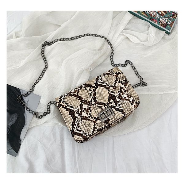 

women's snake mailbox small square shoulder bag pu leather snake chain bag women's 2020 summer mobile phone
