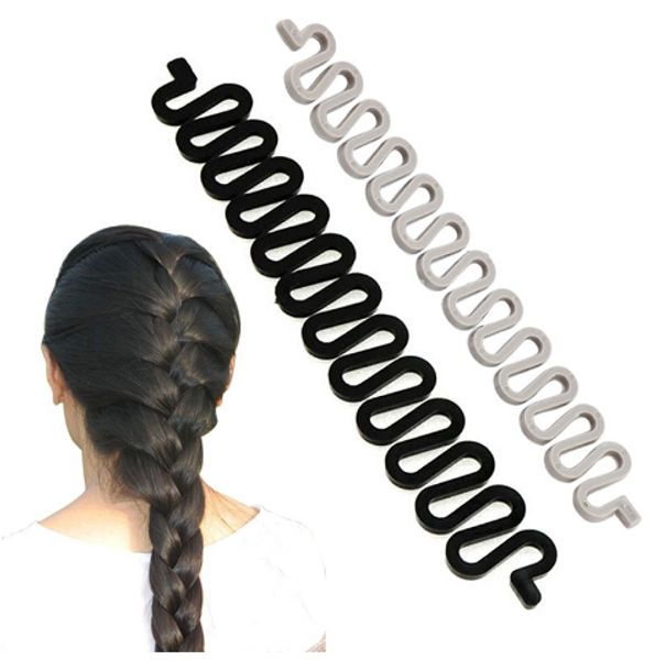 

15 piece/lot 6 colors fashion hair braiding braider tool roller with magic hair twist styling bun maker, Brown