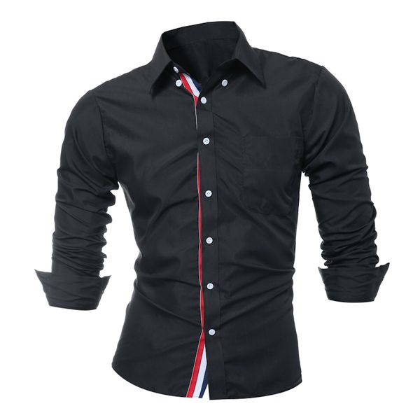 

new 2018 spring autumn fashion male long-sleeves shirt solid color mens dress shirts slim men shirt plus-size, White;black