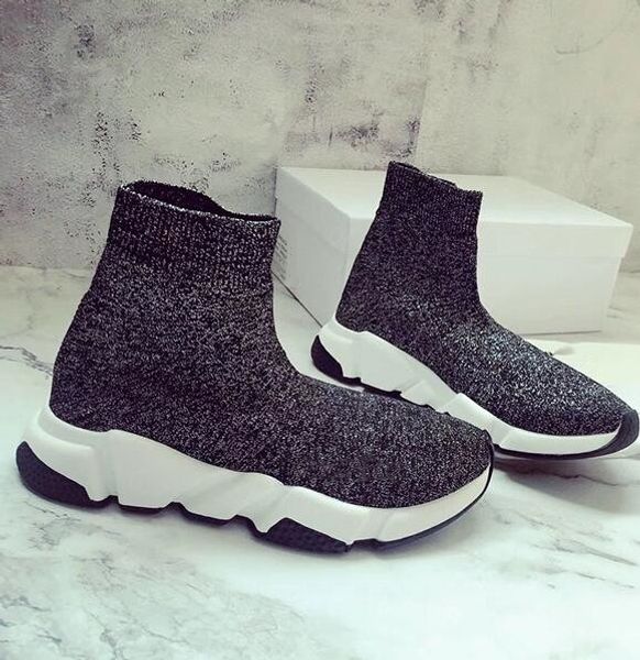 

luxury shoes breathable stretch socks shoes men women casual sneakers flat sports socks boot black color with black white sole p