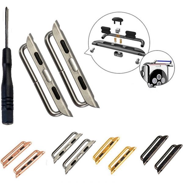 

a pair adapter for apple watch band 5 4 3 2 1 iwatch band 42mm 38mm strap stainless steel belt watchband accessories connector