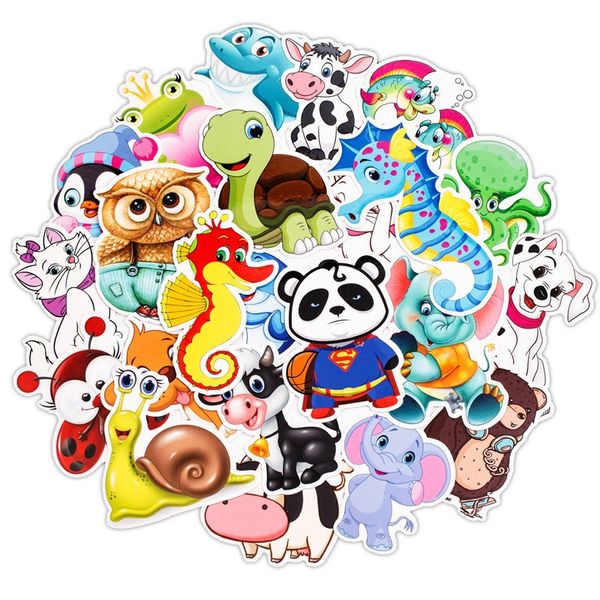 

30pcs cartoon animal stickers kids toy sticker for diy luggage lapskateboard motorcycle bike bedroom sticker