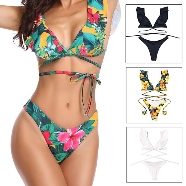 

two piece swimsuits for women bikini set swimwear with chest pad without steel support polyester colour vacations underwear
