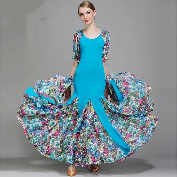 

stage wear bllroom dance dresses 2021 arrival 3 color lantern sleeve flamenco costume women waltz ballroom dress, Black;red