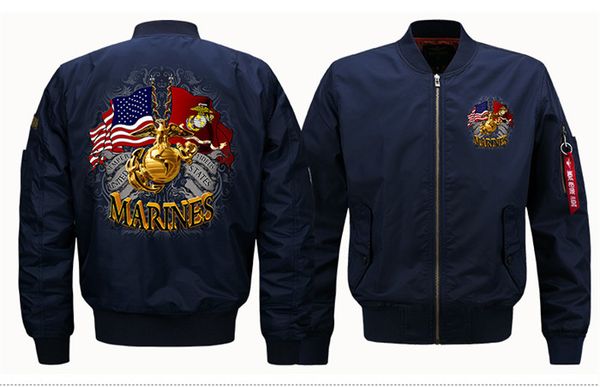 

sport marines print ribbons jacket flight stand collar suit mens plus size casual wear designer men jacket, Black;brown