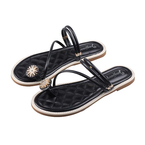 

slippers women wear 2020 spring new korean fashion wild rhinestone net red ins tide slip-on two sandals, Black