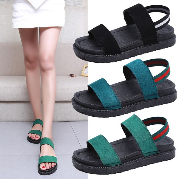 

roman sandals hong kong style toe loose sweet soft sister paper sandals, Black