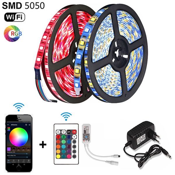 

сид rgbw rgbww rgb светодиодные ленты 5050 5м беспроводной диодной ленты dc 12 в водонепроницаемый фита тира светодиодные ленты света +24 кл