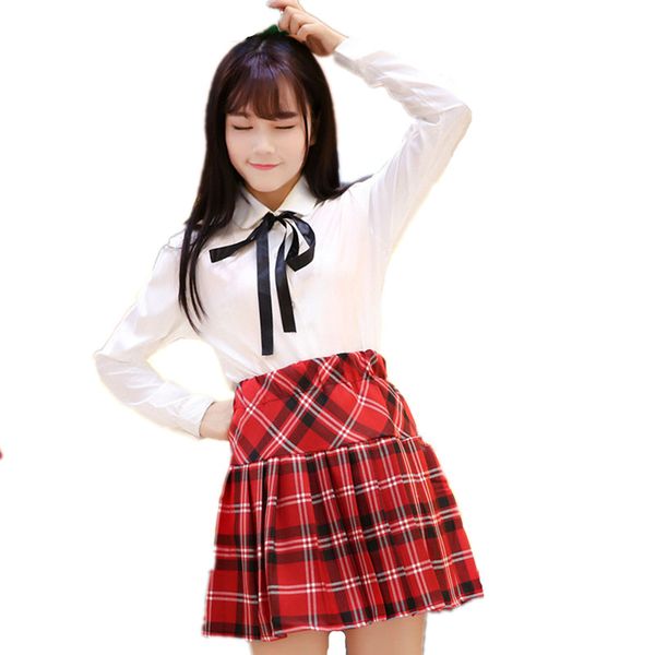 

school uniform sailor suit for girls student japan college school uniform white shirt + plaid skirts cosplay costumes women