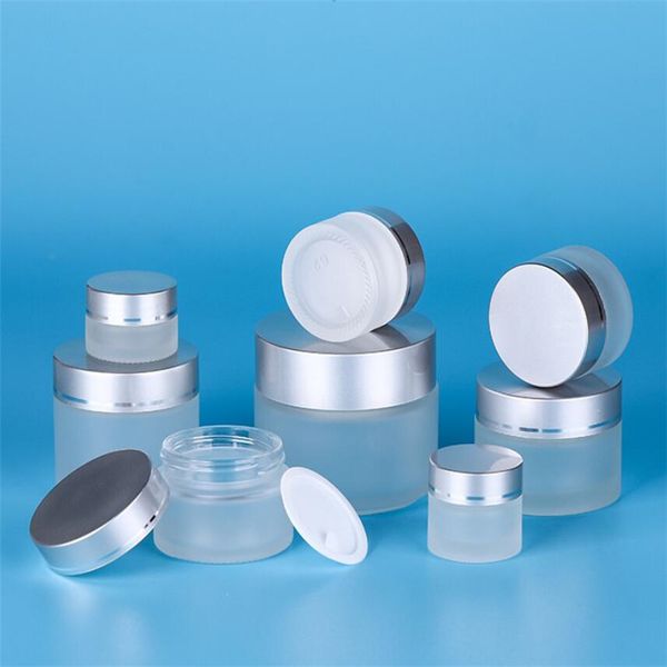 

20g 30g 50g cosmetic empty bottle frosted clear glass jars refillable makeup cream container cosmetic packaging bottles