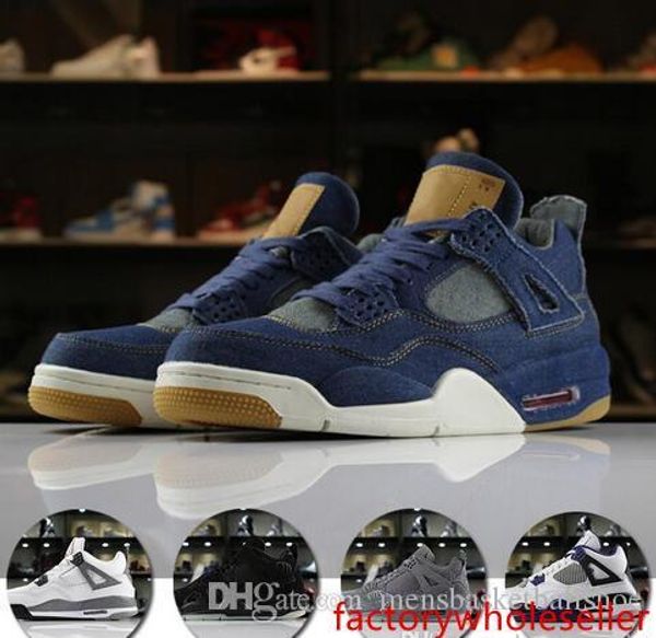 

4 new 4s basketball shoes men pure money royalty white cement premium blue black bred fire white mens sport sneakers
