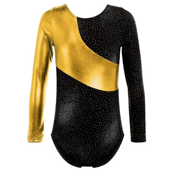 

long sleeve gold foiled leotards gymnastic jumpsuit for girls kids 2-16y ballet gymnastics leotard acrobatic children dancewear